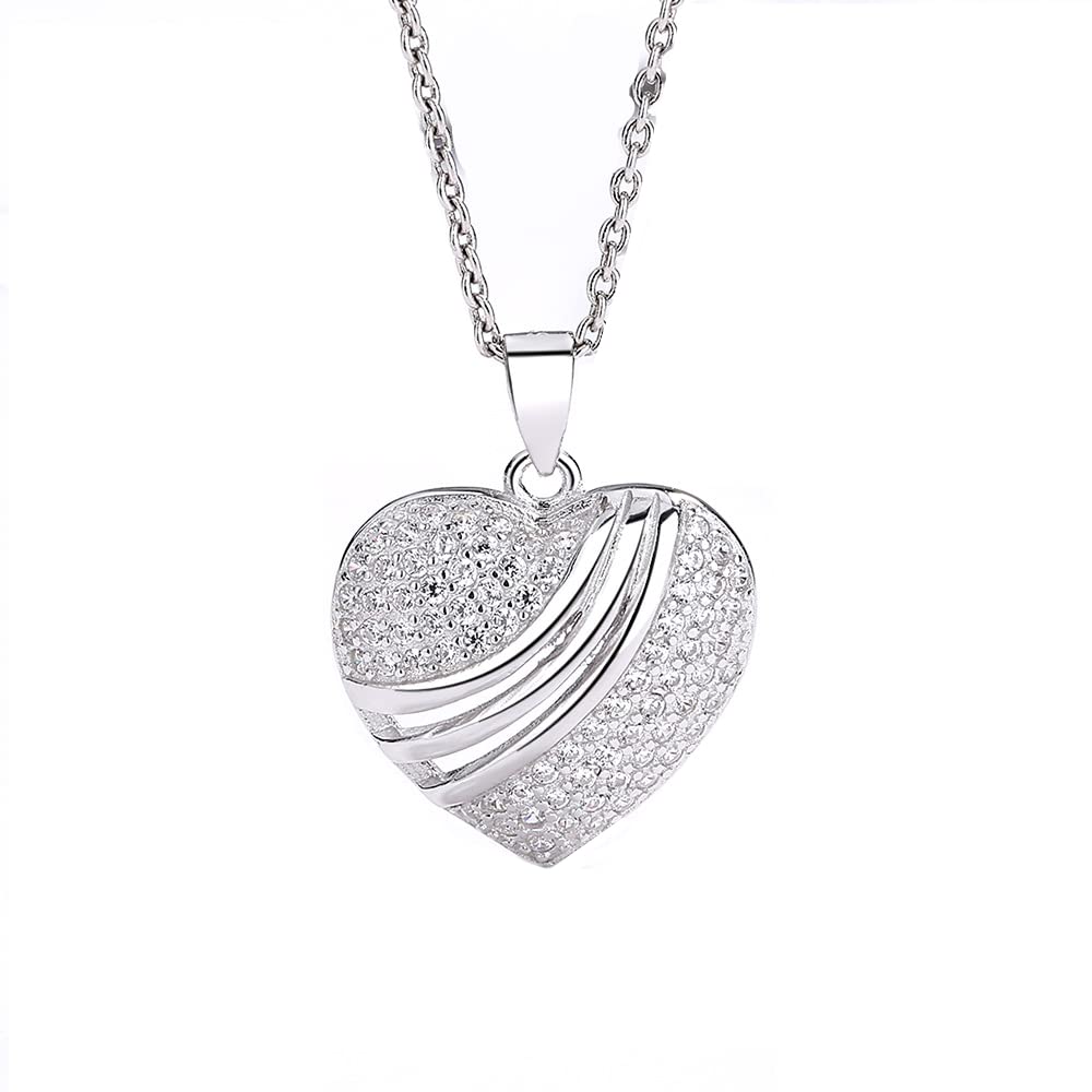 925 Sterling Silver Heart Pendant Necklace for Women & Girls - Elegant Choker Necklace Jewelry Gift for Anniversary, Birthday, Valentine's Day | Perfect for Date Night, Party & Special Occasions