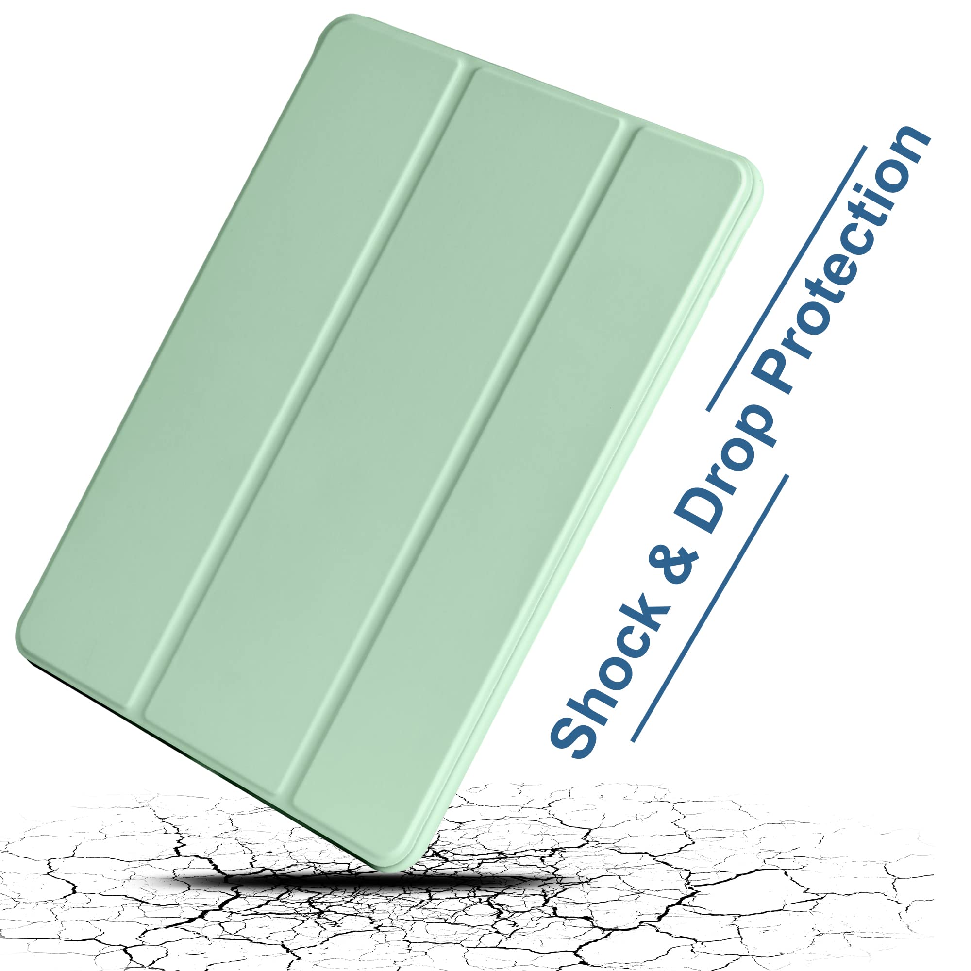 Premium Trifold Smart Case for iPad Air 6th/5th/4th Gen (11-inch 2024 & 10.9-inch) with Kickstand, Auto Wake & Pencil Holder - Matcha Green - Perfect for Work, Study & Entertainment