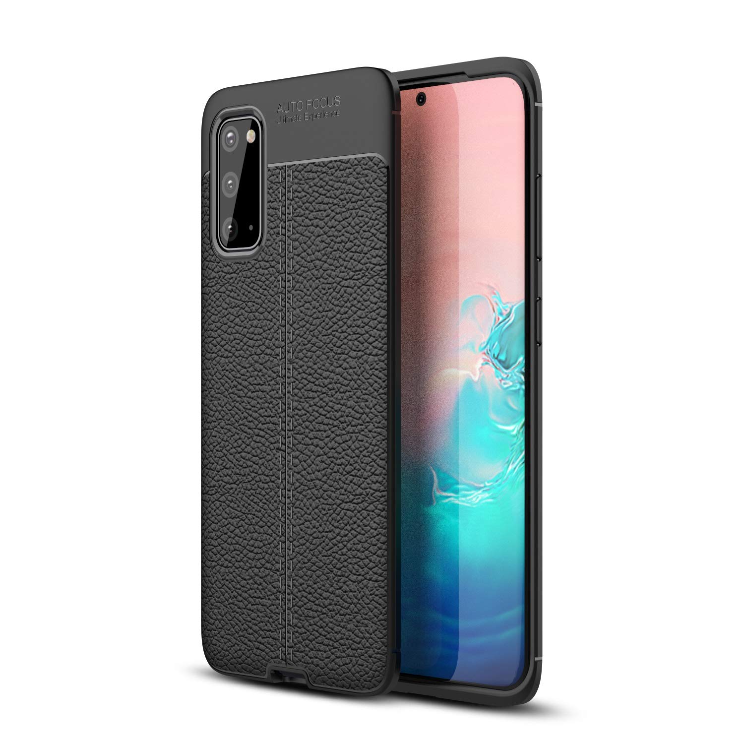 Premium Leather Texture Samsung Galaxy S20 Case - Anti-Scratch Shockproof Protective Cover for Galaxy S20 (Black) | Perfect for Daily Use, Travel & Business Protection