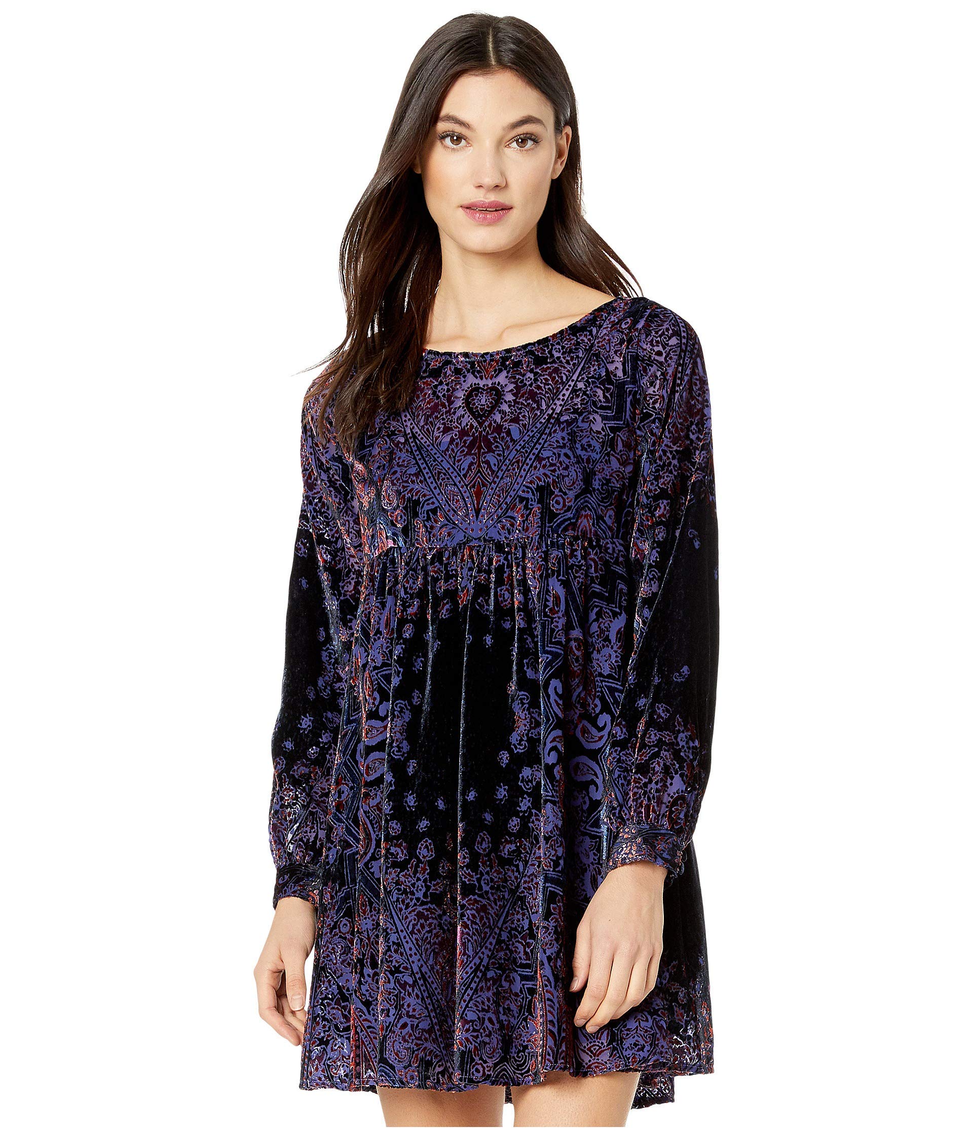 Free People Mirror Mirror Velvet Mini Dress - Black Combo | Sexy Velvet Party Dress for Night Out, Date Night & Special Occasions