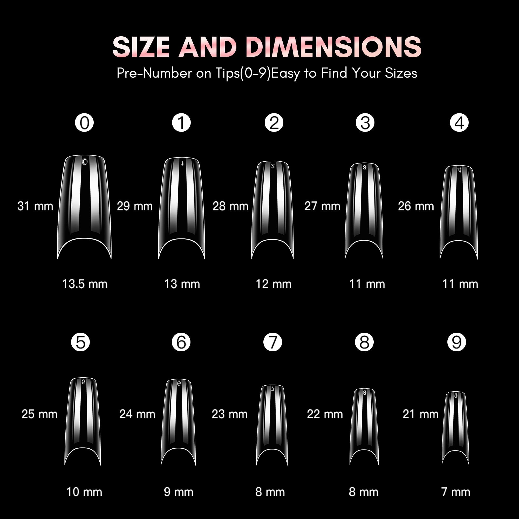 Makartt 500pcs French Nail Tips for Gel & Acrylic Extensions - Half Cover False Nails in 10 Sizes | Press On Nails for Salon & Home Manicure | Perfect for Weddings, Parties & Everyday Wear