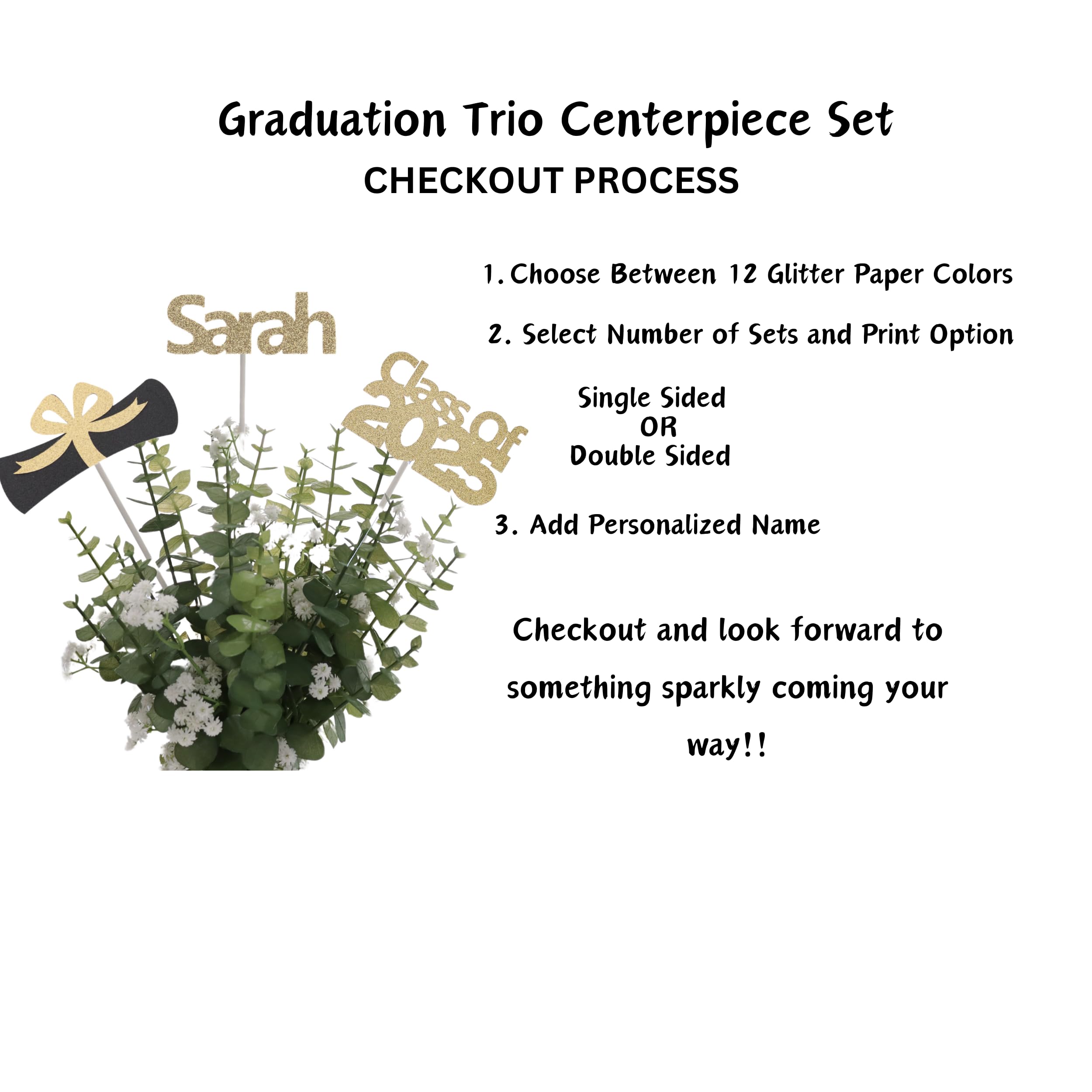 2025 Graduation Centerpiece Sticks - Personalized Graduation Party Decorations for Daughter's Grad Party - 3-Pack by Zee Best Celebrations - Perfect for Graduation Tables, Photo Backdrops & Celebration Decor