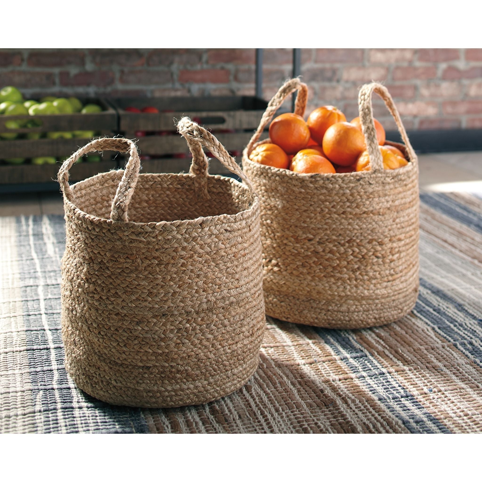 Brayton Woven Storage Baskets (Set of 2) - Natural Fiber Organizers for Home, Office & Nursery Decor - Perfect for Shelves, Closets & Laundry Organization