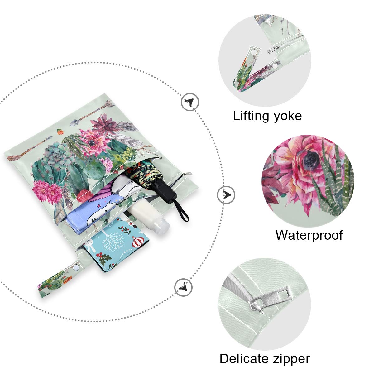 Waterproof Wet Dry Bag for Cloth Diapers & Swimsuits - 2 Pack Reusable Water-Resistant Storage Bags for Travel, Beach, Gym & Baby Essentials - Perfect for Wet Clothes, Toiletries & Swim Gear
