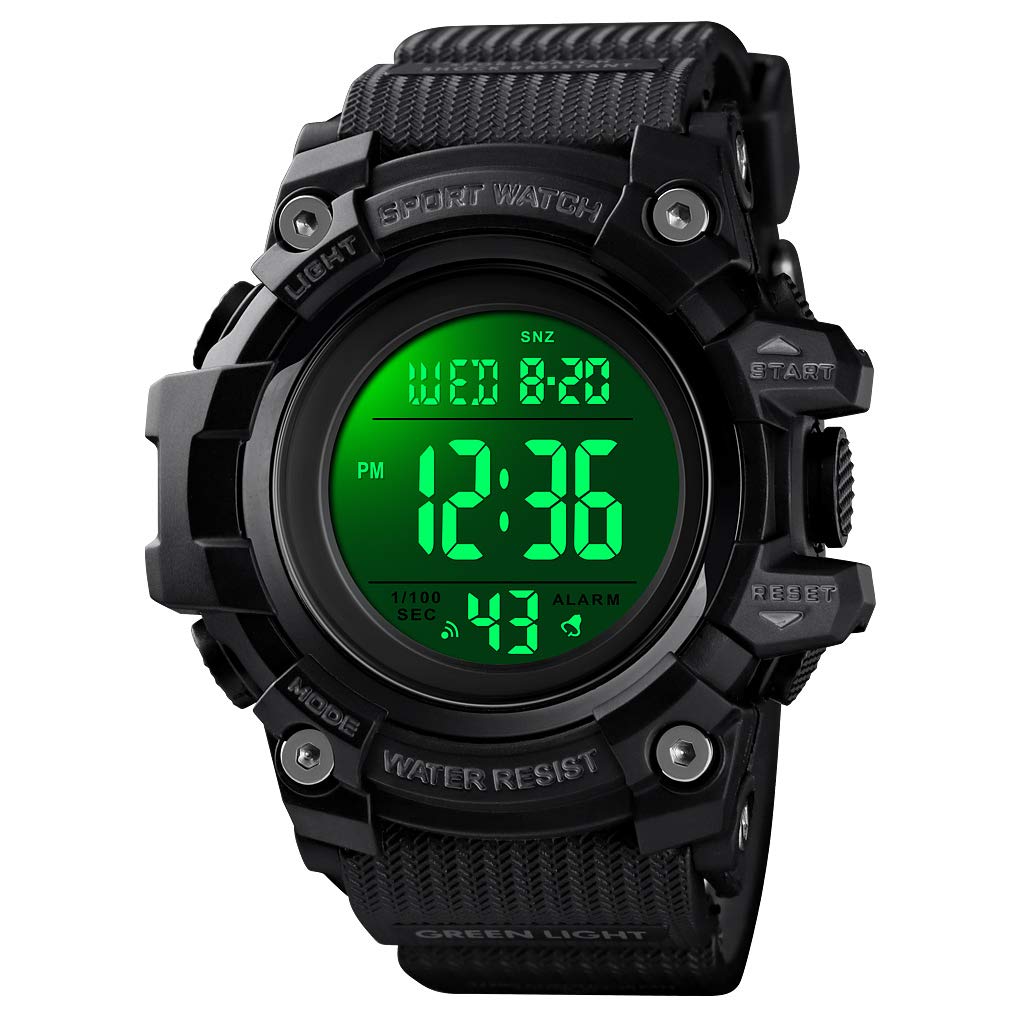 Shockproof Military Digital Watch for Men - Big Dial LED Sports Watch with Water Resistance - Perfect for Outdoor Activities, Hiking, and Army Training