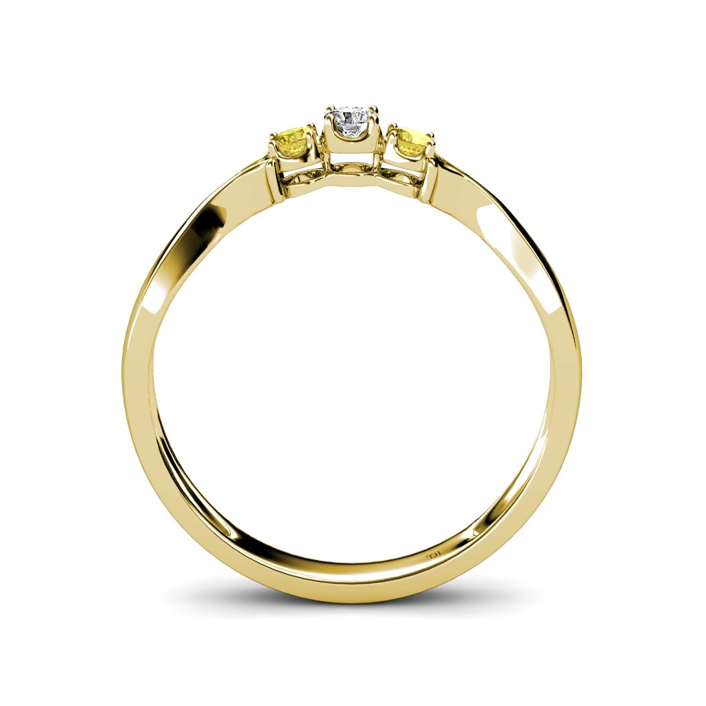 Yellow Sapphire Diamond Ring 0.16ct 14K Gold for Wedding Engagement