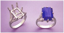 14x10mm & 20x15mm Emerald Cut Pre-Notched Sterling Silver or 14K Gold Blank Ring Setting - Size 8 (Item# 163853/143853) - Perfect for Jewelry Making, Engagement Rings & Custom Designs