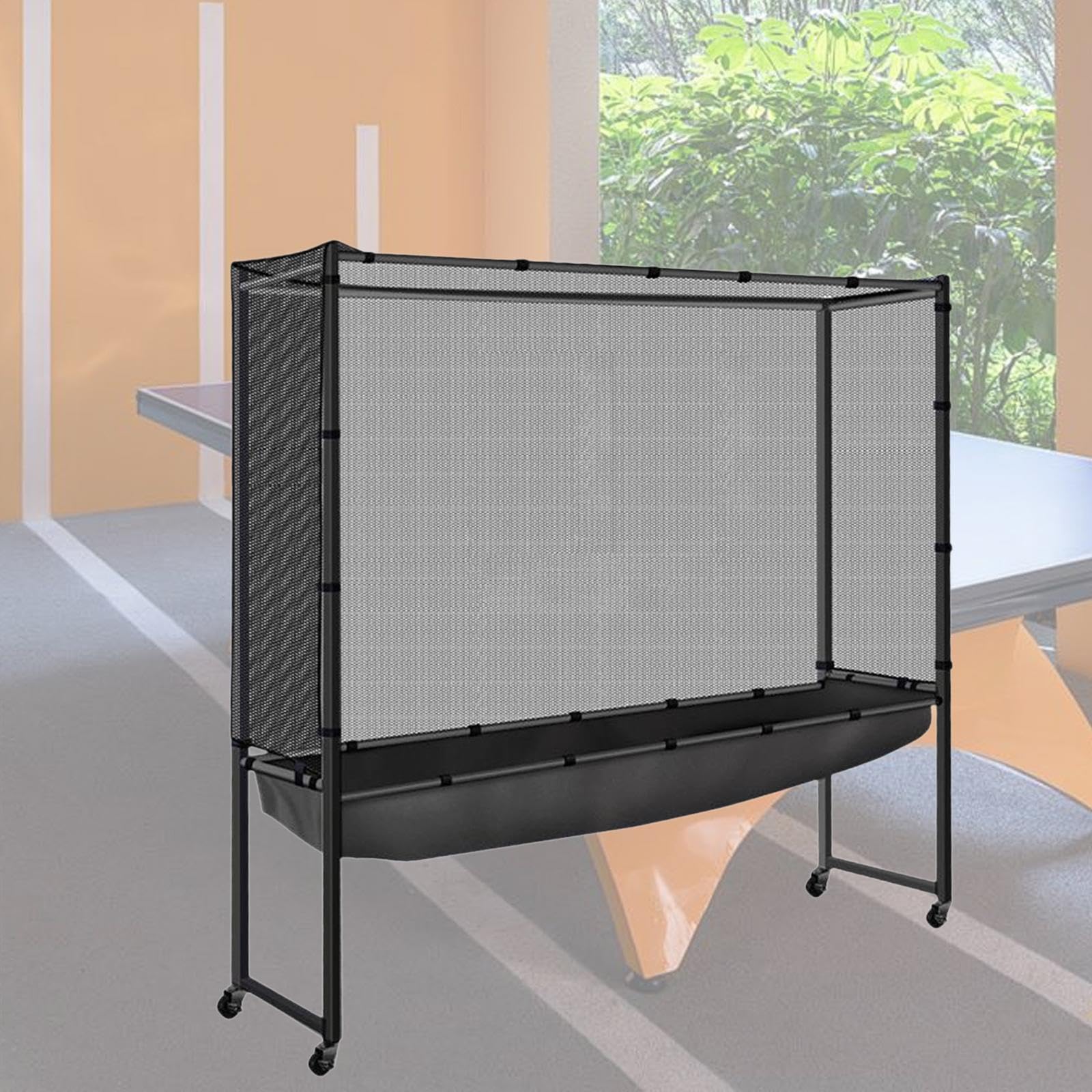 Portable Table Tennis Ball Net with Wheels - Indoor Ping Pong Ball Collector & Recycle Catcher for Adults - Perfect for Training, Practice & Game Cleanup