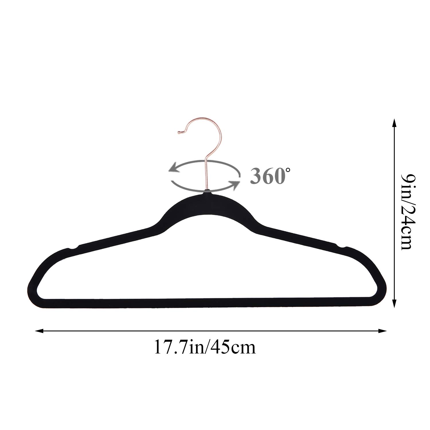 Premium Velvet Clothes Hangers - Heavy Duty Suit Hangers (60 Pack) - Non Slip & Space Saving with 8 Finger Clips & Tie Rack - Ideal for Men's & Women's Wardrobe Organization - Perfect for Closets, Laundry Rooms & Travel Packing - Black