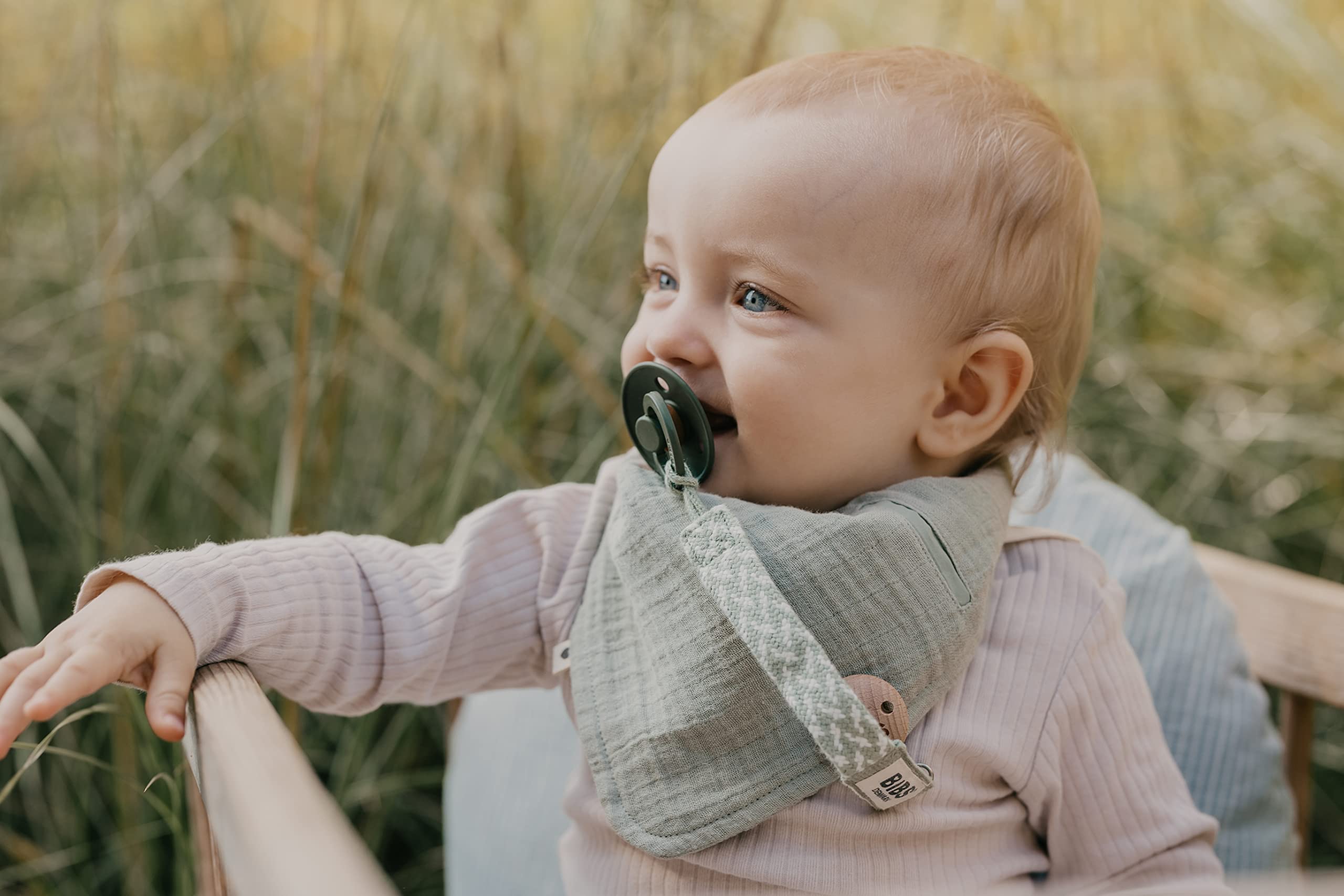 BIBS My First 6 Months Baby Gift Set - Soft Cloth Drool Bib, Pacifier Clip & BPA-Free Teether in Ivory | Perfect Newborn Essentials for Feeding, Soothing & Teething Relief