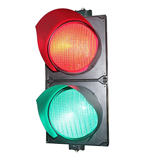 Red Green LED AC Traffic Signal Light - High Visibility Stop & Go Light for Road Safety, Parking Lots, Construction Zones & Traffic Control