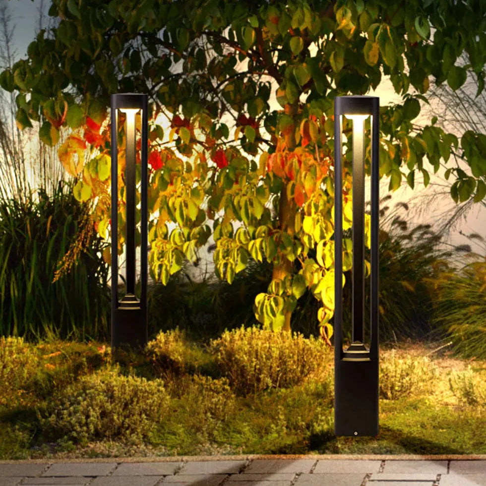 Triangular Black LED Outdoor Bollard Lights - Waterproof Garden Pathway Lighting for Patio, Driveway, and Landscape Decoration