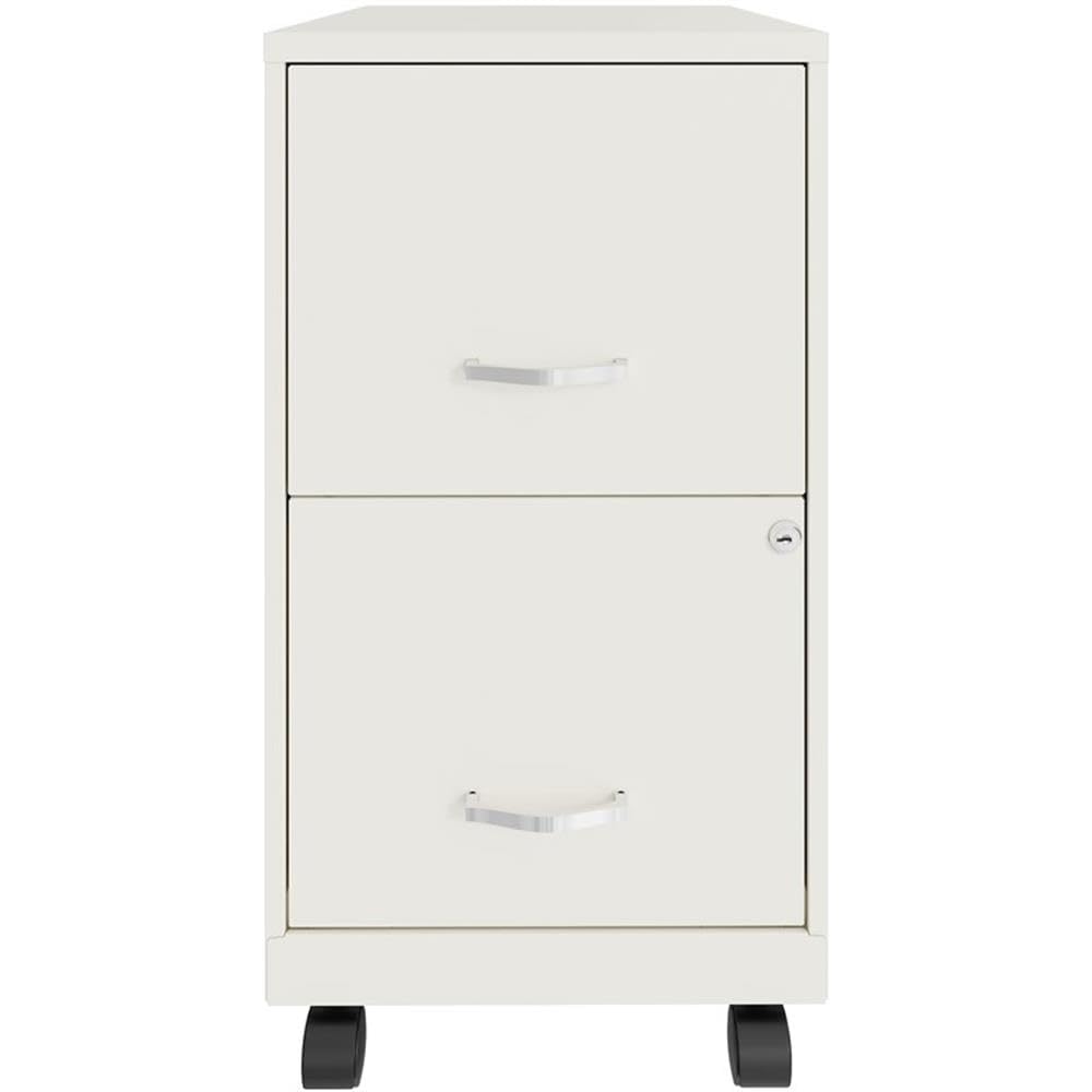 Home Square 2-Drawer Mobile File Cabinet Set - Pearl White (Set of 2) | Office Organization & Document Storage Solution for Home & Business