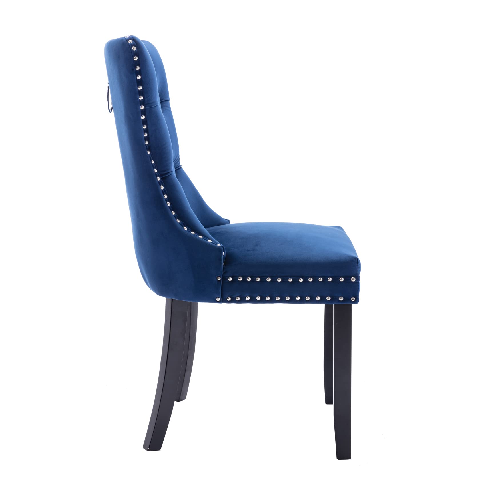 Aoowow 2-Piece Velvet Upholstered Dining Chair Set - Wingback Armless Side Chairs with Button Tufted Design & Solid Wood Legs for Kitchen, Dining Room - Elegant Blue Velvet Seating for Home Decor & Entertaining