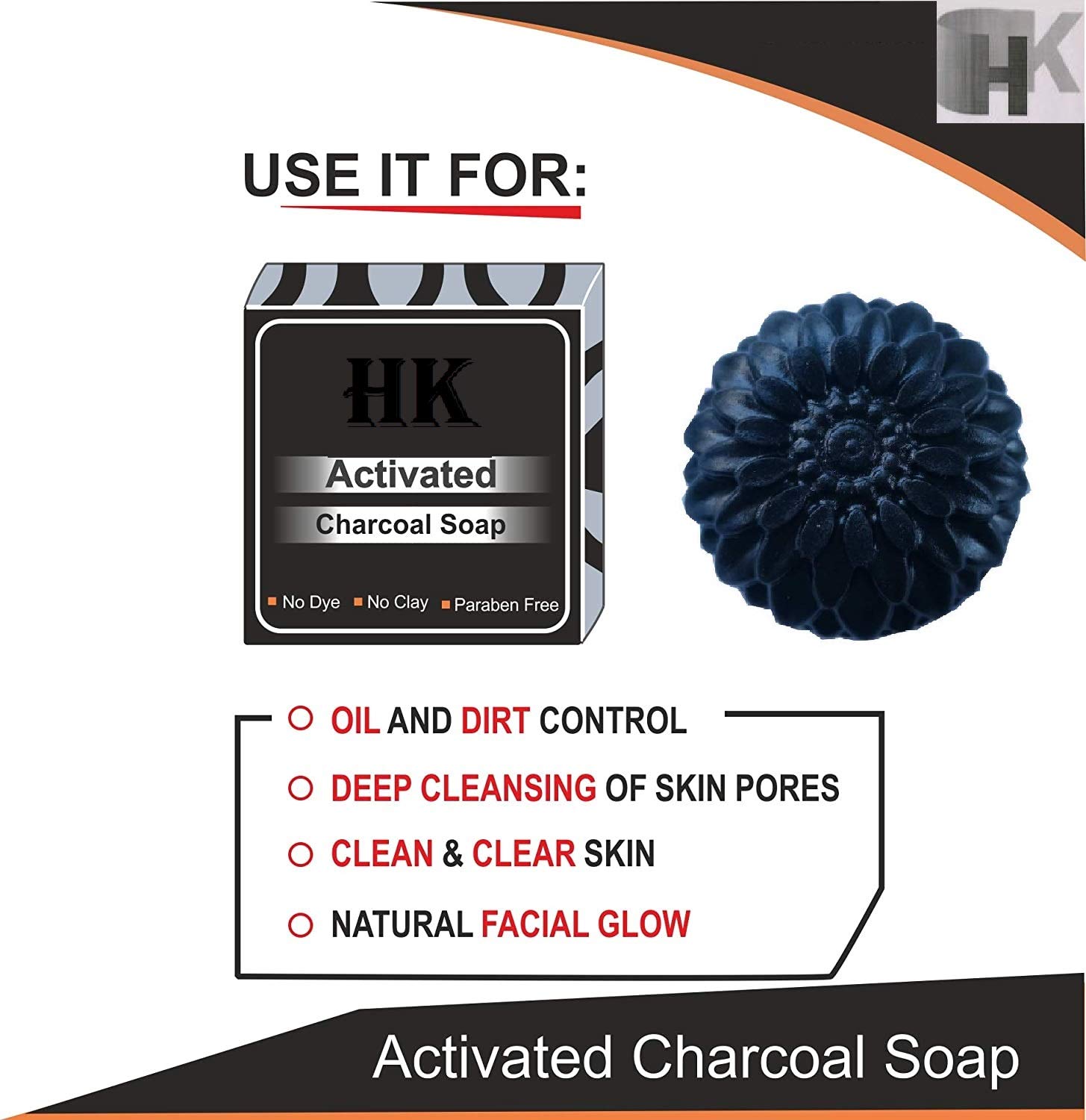 HK Charcoal Bath Soap Bar - Deep Cleansing & Detoxifying, Anti-Pollution & Pore Minimizing, 500g (5 Pack) - Ideal for Acne-Prone Skin & Body Detox, Perfect for Gym, Travel & Daily Shower