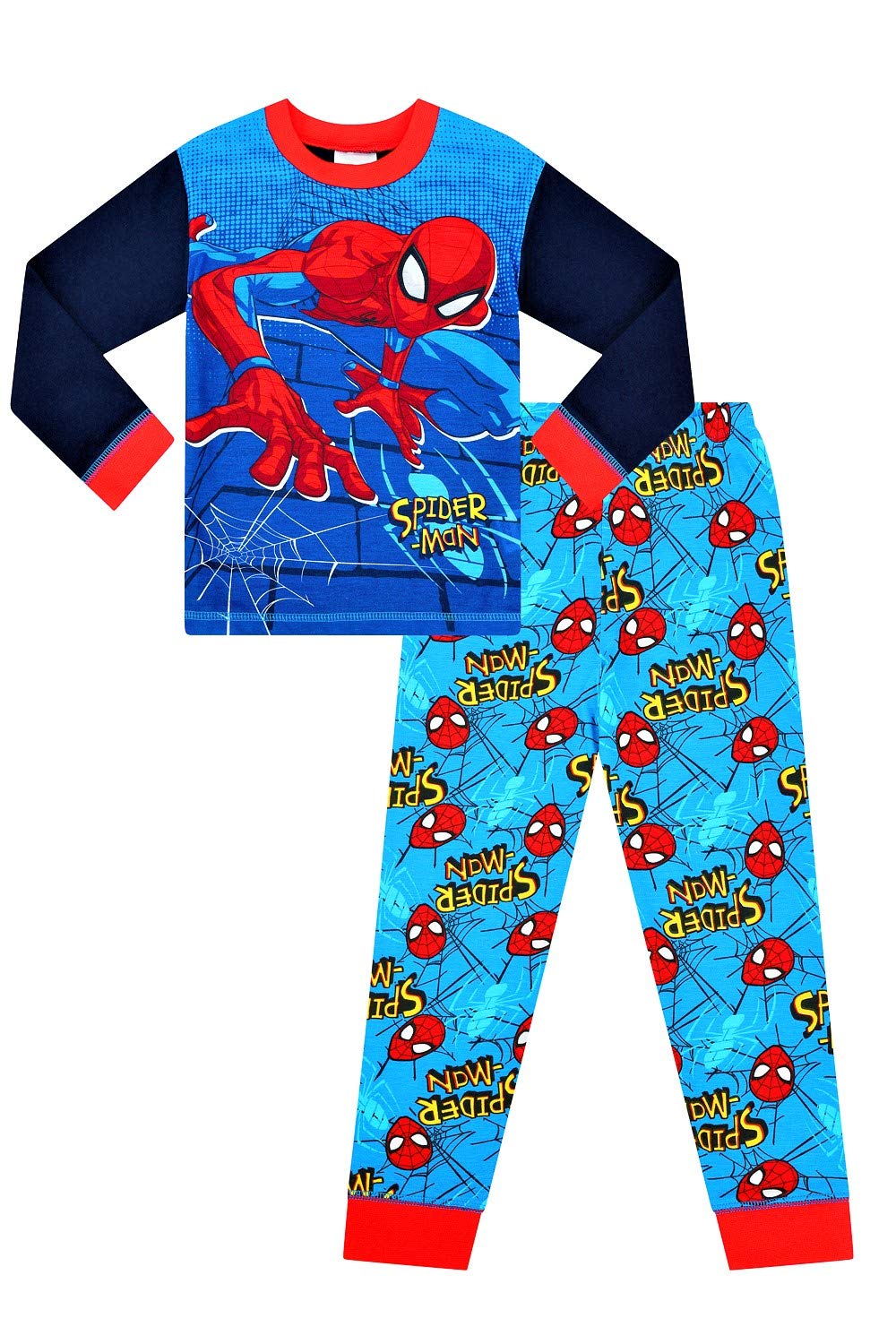 Official Marvel Spider-Man Boys' Pajama Set - Superhero Costume Sleepwear for Kids Ages 2-7 - Perfect for Bedtime, Halloween & Cosplay