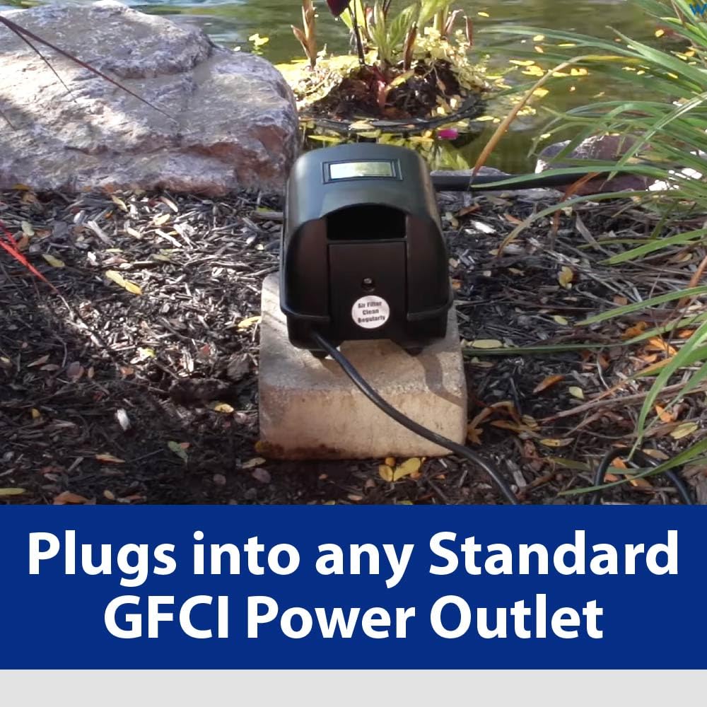 The Pond Guy Complete Pond Aeration Kit - Outdoor Diaphragm Compressor Pump with Air Line, Faux Grey Stone Rock Cover & Submersible Diffuser for Koi Fish Ponds - Improve Water Oxygenation in Garden Ponds & Water Features (Perfect for Backyard Ponds, Koi Habitats & Aquatic Plant Health)