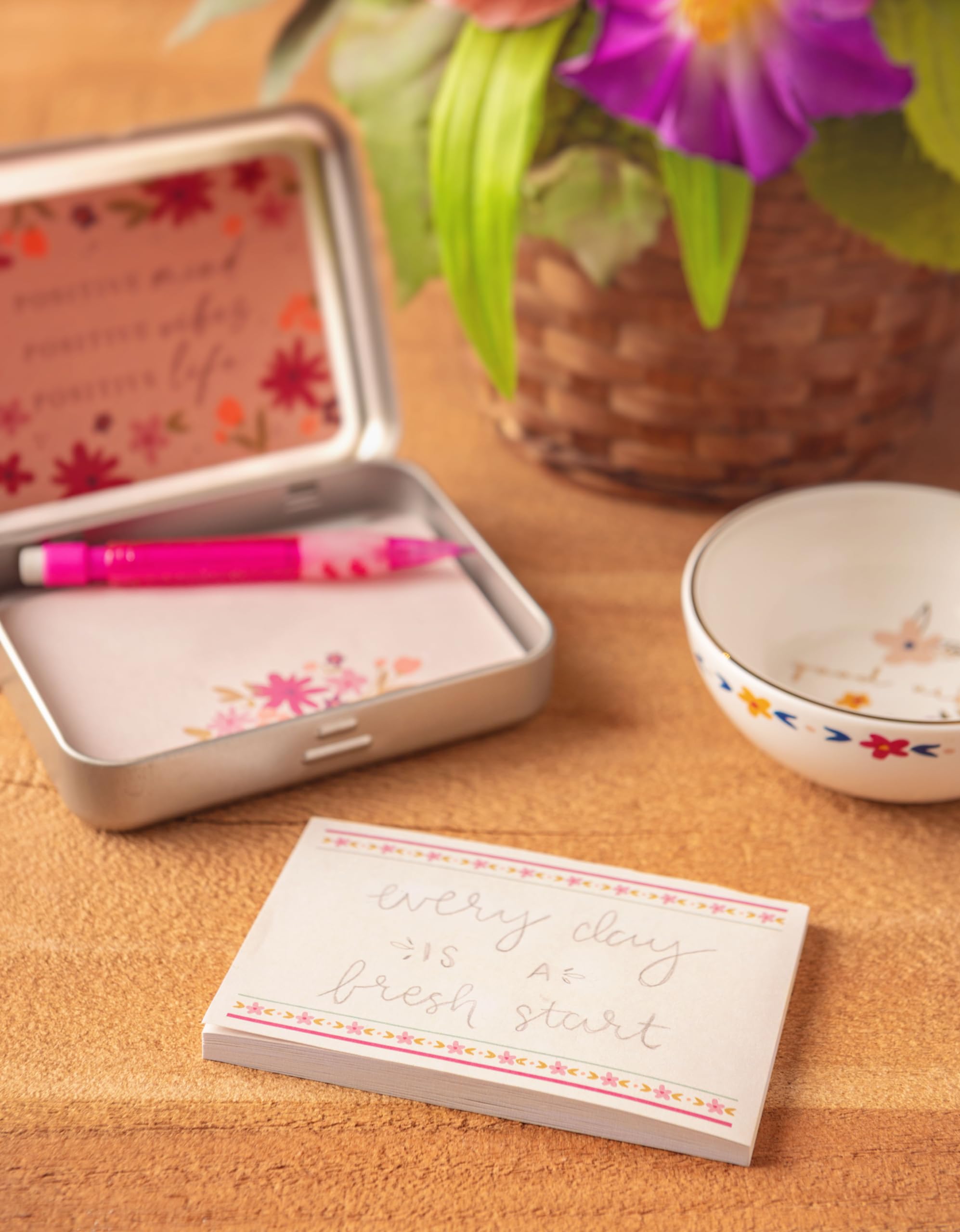 Karma Sentiment Box - Prayer & Encouragement Note Taking Box for Happiness Blooms (8x8 Inches) | Perfect for Home, Office & Gift Giving