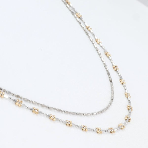 18K Yellow Gold and White Gold Necklace for Women - Elegant Layering Jewelry for Everyday Wear, Gift Giving & Special Occasions