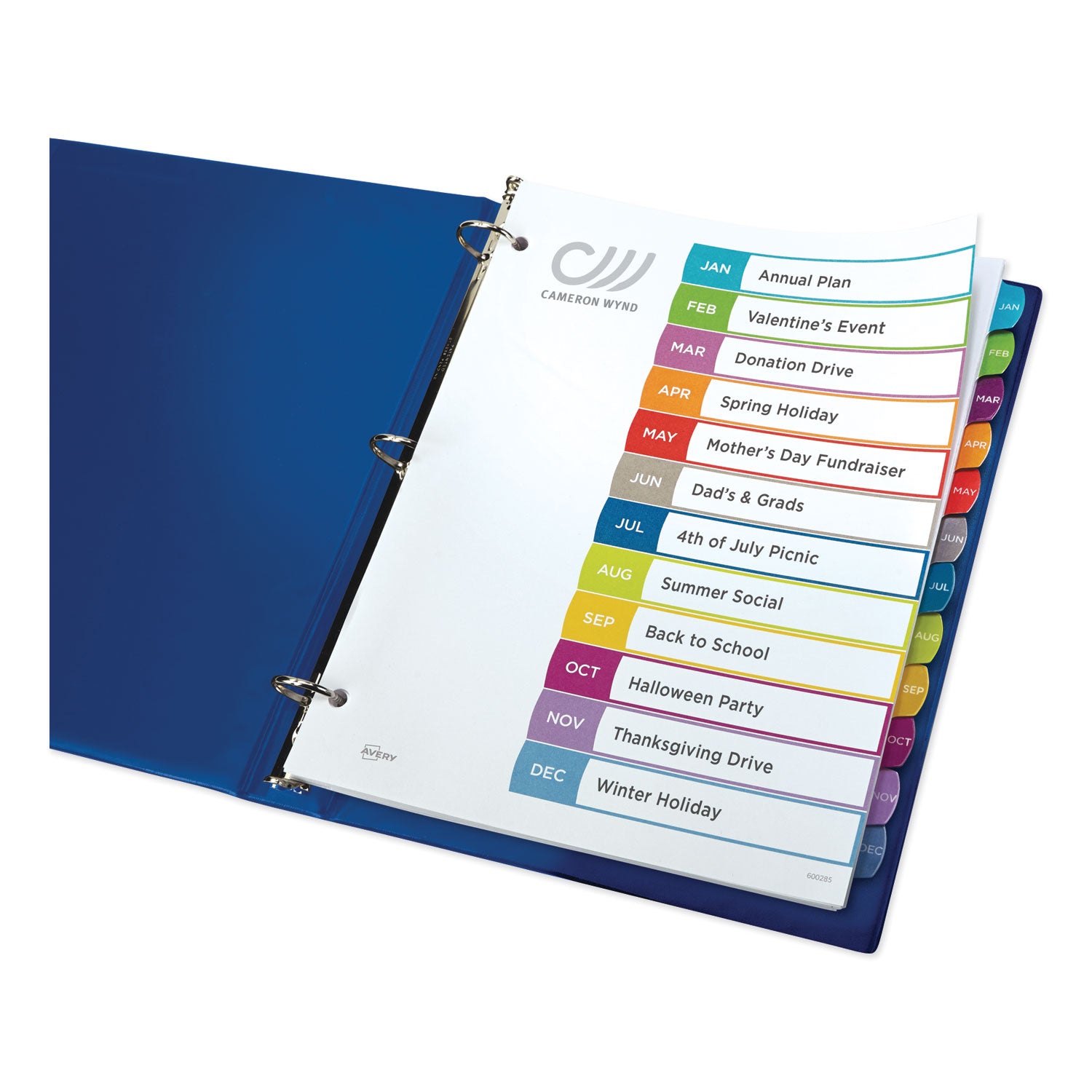 Avery Customizable TOC Ready Index Multicolor Tab Dividers - 12 Tabs (January to December), 11 x 8.5 Inches, White with Contemporary Color Tabs - Perfect for Office Organization, School Binders & Document Filing