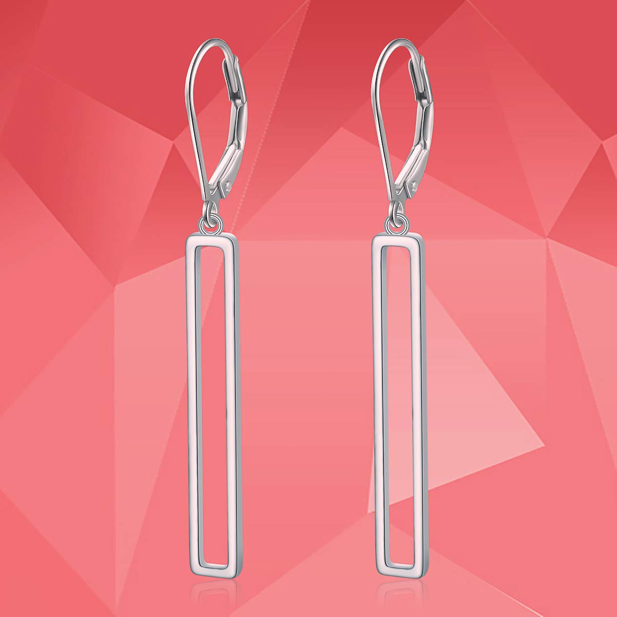 S925 Sterling Silver Vertical Bar Rectangle Dangle Drop Earrings for Women & Teens | Elegant Minimalist Jewelry for Parties, Dating & Everyday Wear