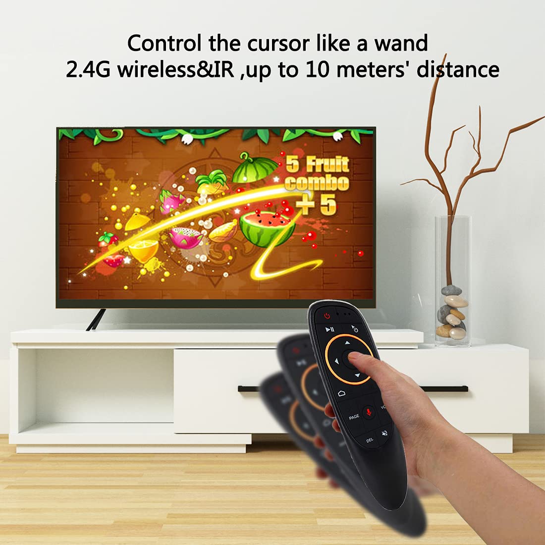 EASYTONE 2.4GHz Wireless Air Mouse Remote with Voice Control & IR Learning - USB Receiver for PC, Android TV, Laptop, Projector (Windows/Android/Mac) - Perfect for Home Theater, Presentations & Smart TV Control