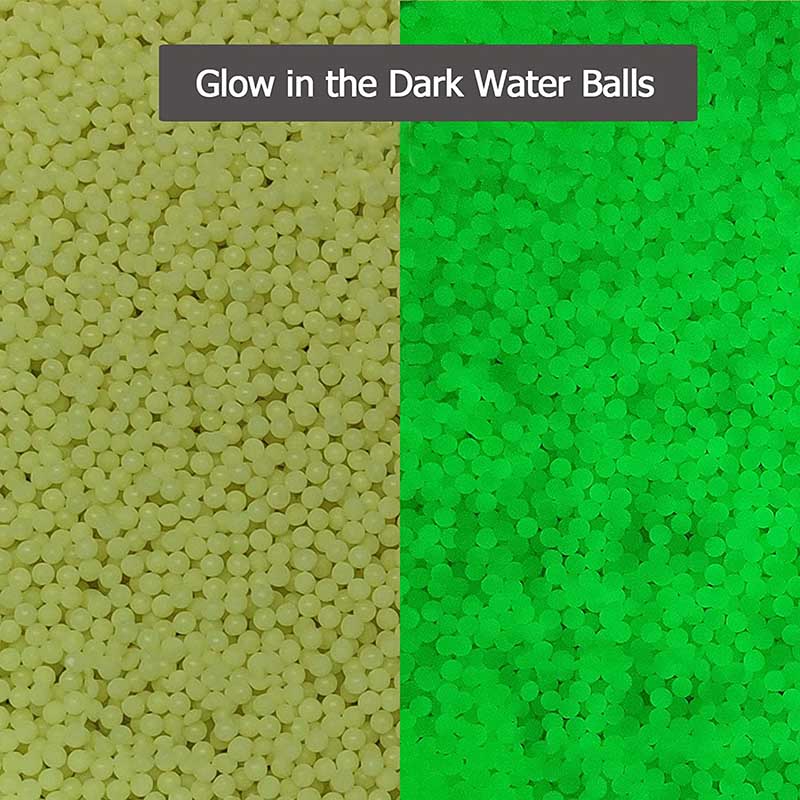 7-8mm Gel Ball Refill Pack - 2 Glow in The Dark & 3 Mixed Colors with Funnel Tip - Perfect for Gel Blaster, Splat Ball Guns & Outdoor Shooting Games