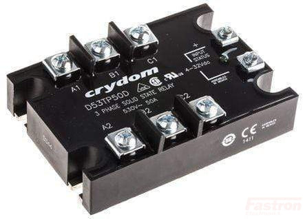 D53TP50D + KS300 SSR 3 Phase Solid State Relay, 50A 32VDC Control, 48-530VAC Load with LED Status Indicator & Cover - Ideal for Industrial Automation, HVAC Systems, and Motor Control Applications
