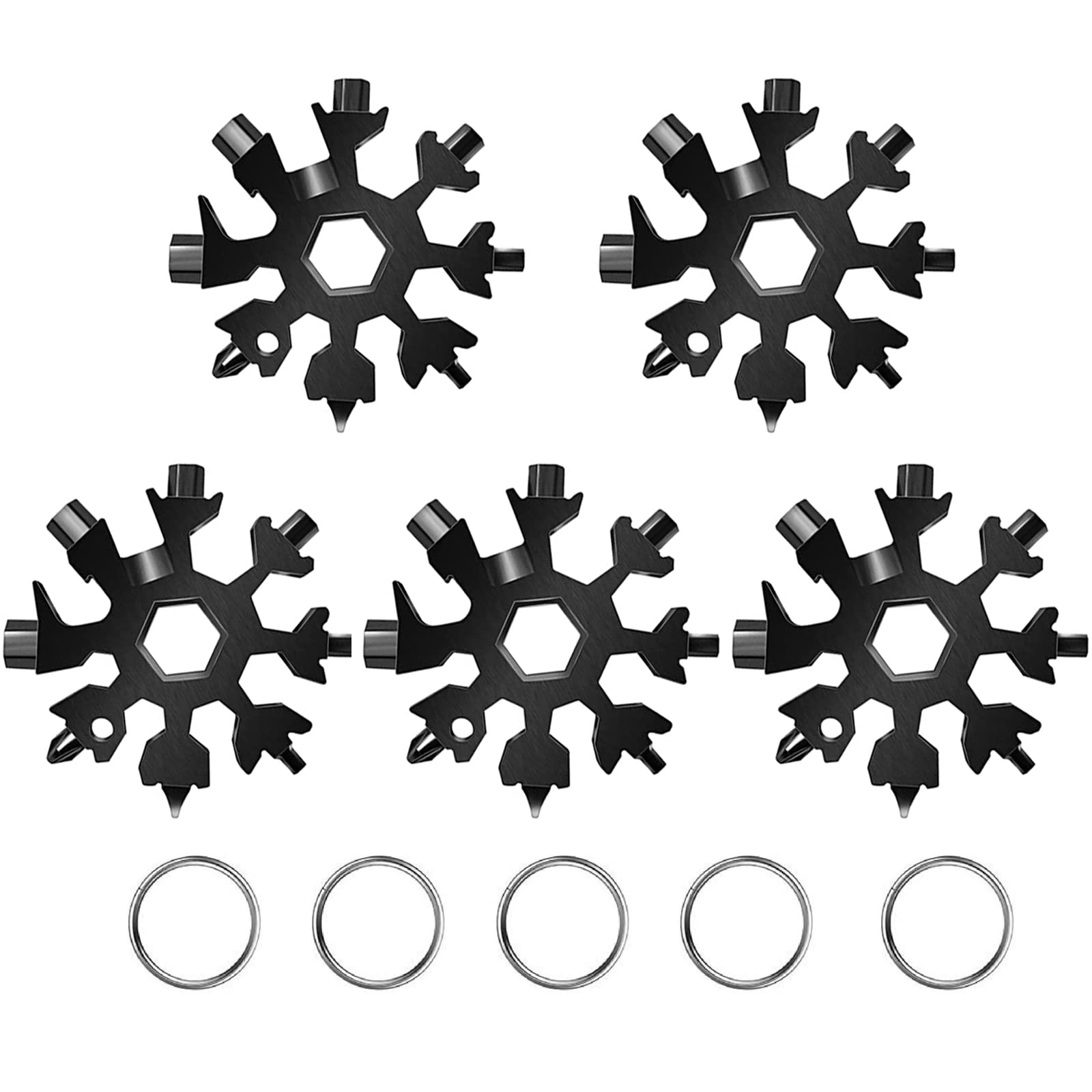 18-in-1 Snowflake Multi-Tool Card - Stainless Steel Compact Multifunctional Tool for Outdoor, Camping, Hiking & Emergency Survival - Portable Credit Card Size EDC Gear