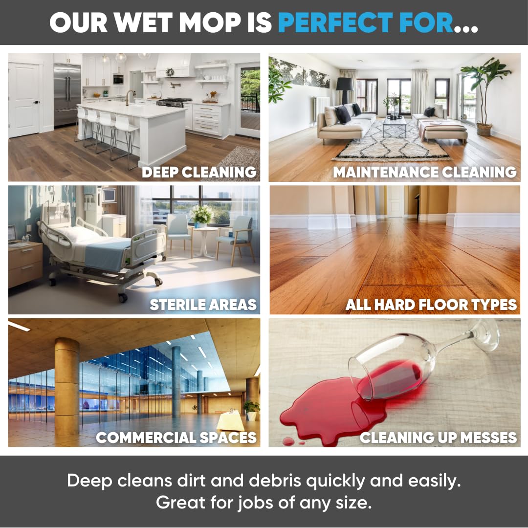 Bulk 18 Inch Microfiber Wet Mop Pads - 108 Count Case for Wholesale | Compatible with All Velcro Mop Frames | Machine Washable & Reusable | Perfect for Commercial Cleaning, Janitorial Services & Home Use