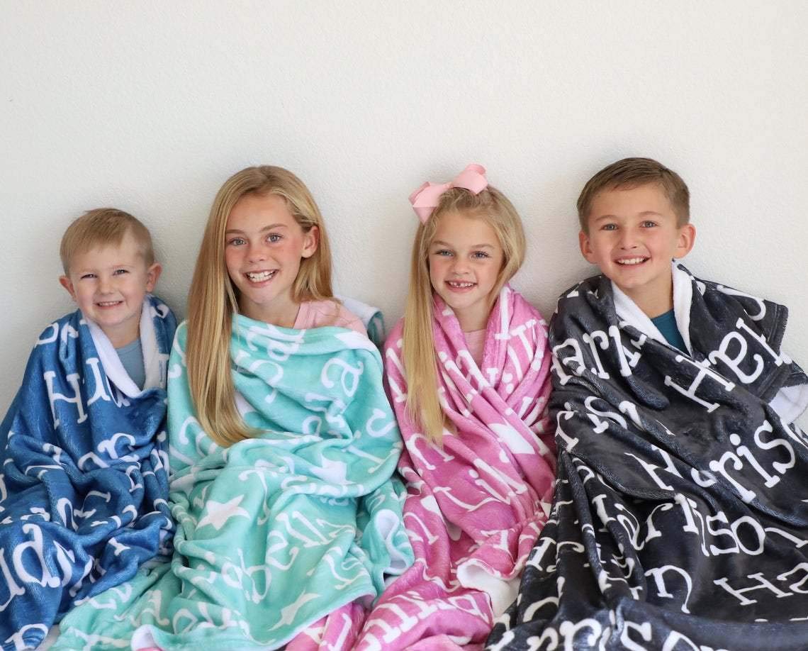 Custom Name Blanket for Kids - Personalized Throw with Your Child's Name - Soft & Cozy Blanket for Bed, Sofa, Dorm - Perfect Gift for Birthday, Christmas, Thanksgiving - Great for Family Movie Nights & Nursery Decor