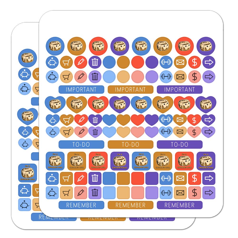Kawaii Cinnamon Roll Planner Stickers Set - Cute Scrapbooking & Crafting Decorative Stickers for Bullet Journals, Planners, and DIY Projects