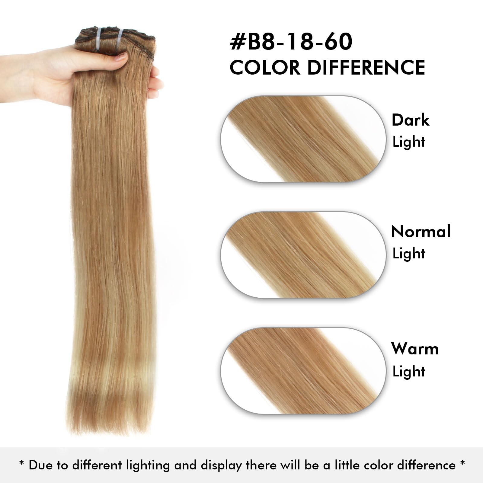 22 Inch 140g Balayage Clip-In Hair Extensions - Ash Brown to Light Chestnut Brown Fading Dirty Blonde & Platinum Blonde (B8-18-60) - 7 Pieces with 18 Clips for Natural Volume & Styling Versatility - Perfect for Parties, Weddings & Everyday Glam