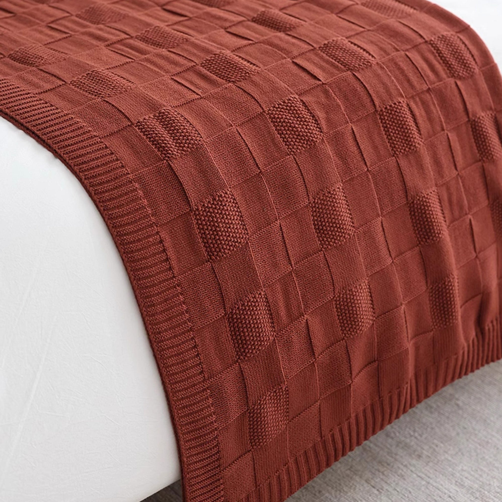 Soft Textured Grid Knit Throw Blanket - Cozy & Breathable for Bed, Couch, and Outdoor Use - Perfect for Home Decor, Gifts, and Travel