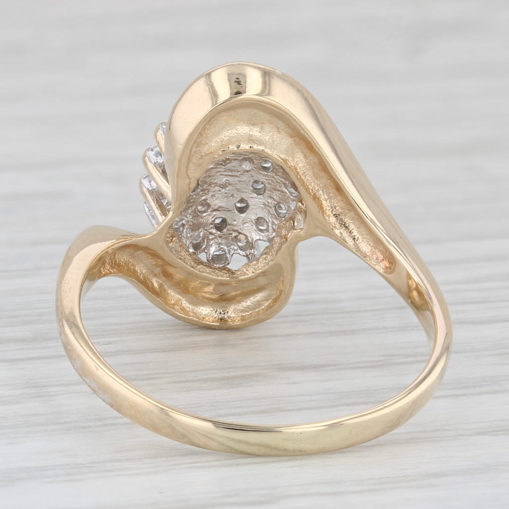 0.20ctw Diamond Cluster Ring in 10k Yellow Gold - Size 8.75 Bypass Design for Women | Elegant Wedding, Engagement, Anniversary Gift for Her | Perfect for Special Occasions & Everyday Wear
