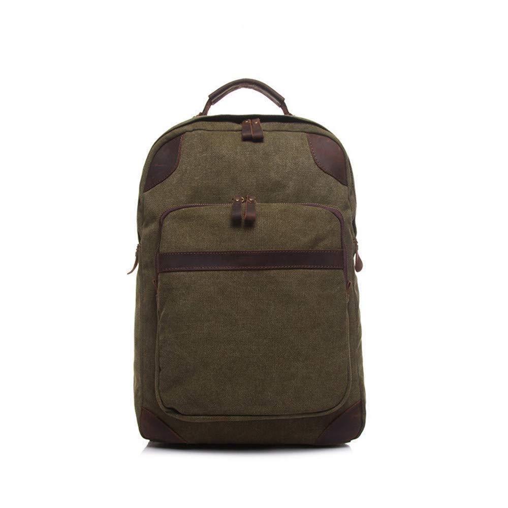 Vintage Leather Backpack for Men - Retro Crazy Horse Leather & Stone Mill Canvas Rucksack, 14 Inch Laptop Compartment, Travel Daypack & School Bag | Perfect for College, Work Commute & Outdoor Adventures