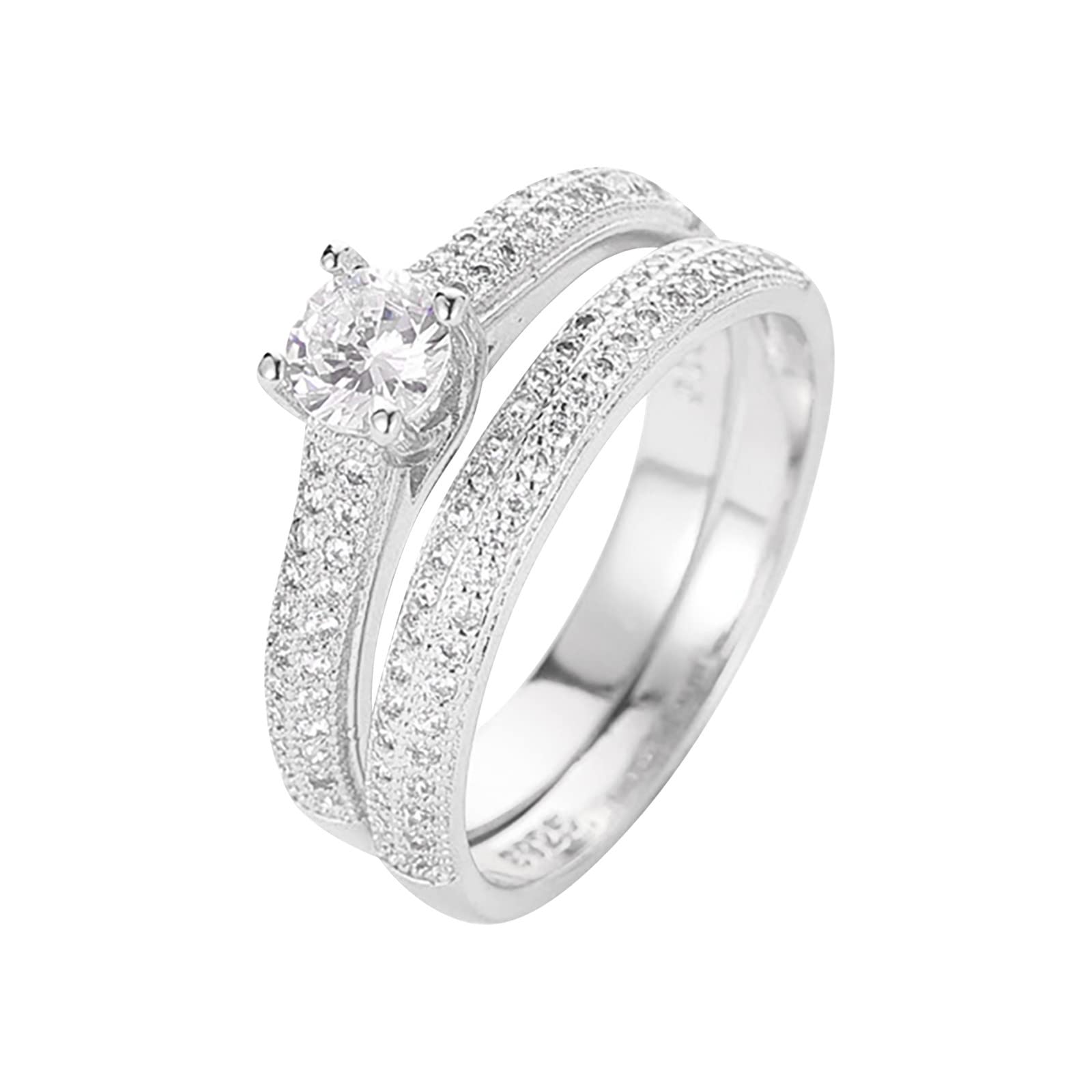 Diamond Couple's Rings for Women - Fashionable Silver Gaunt Wedding Bands (Size 8) | Perfect for Anniversaries, Engagements & Romantic Gifts