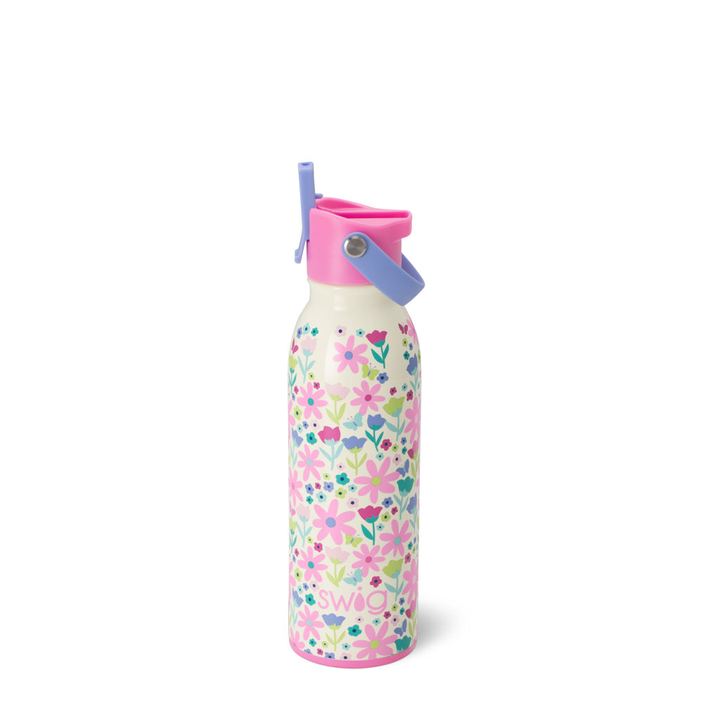 Flower Power Flip + Sip 16oz Leak-Proof Water Bottle with Straw - Perfect for Gym, Hiking & Outdoor Activities