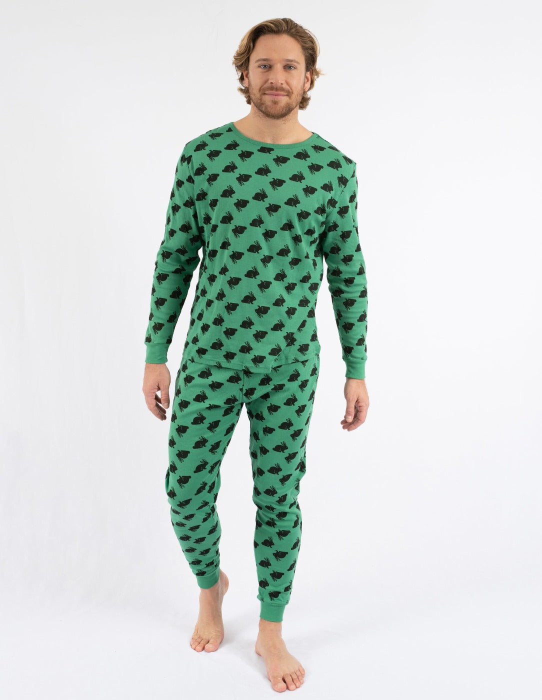 Cozy Men's Cotton Bunny Pajama Set - Soft Sleepwear for Relaxing at Home & Cute Easter Bunny Costume Idea