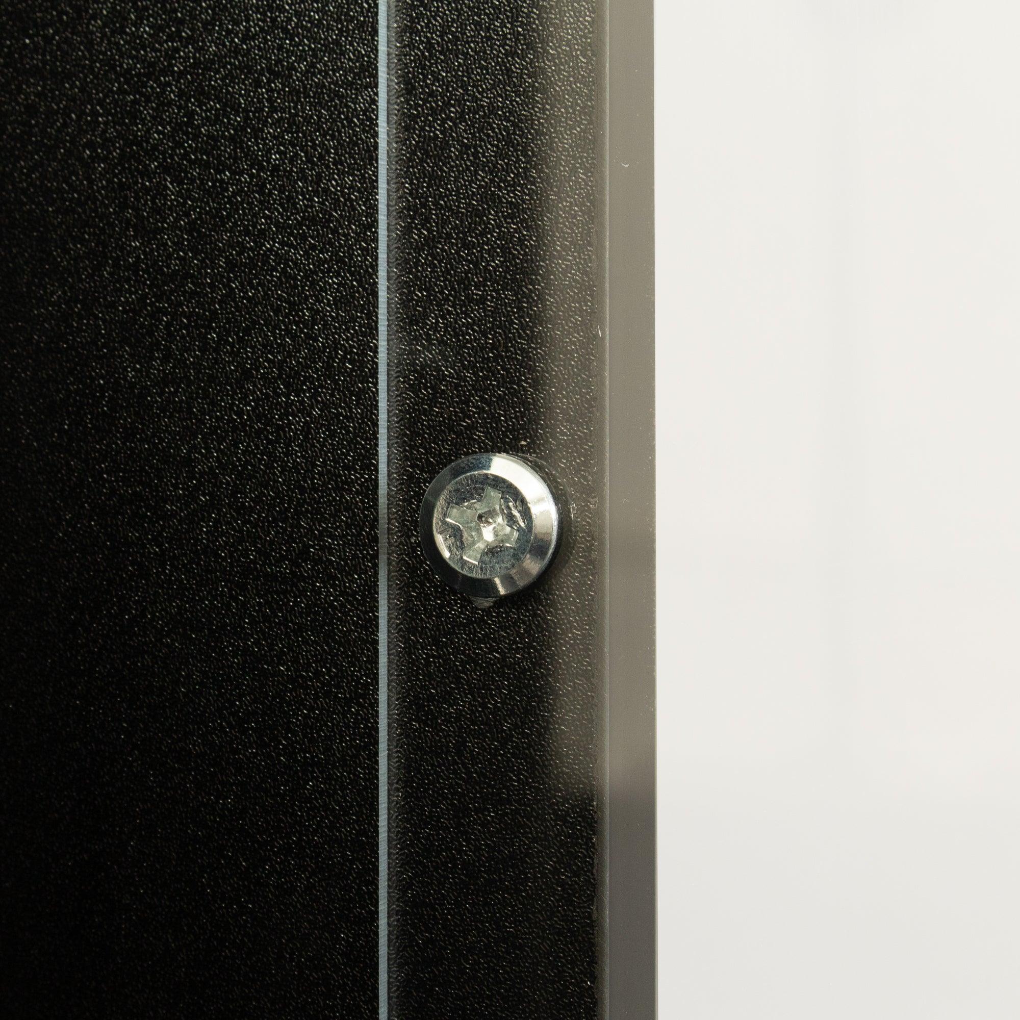 Modern Black Side Cabinet with Aluminum Strip LED Light - Spacious Storage for Living Room, Bedroom & Office Organization