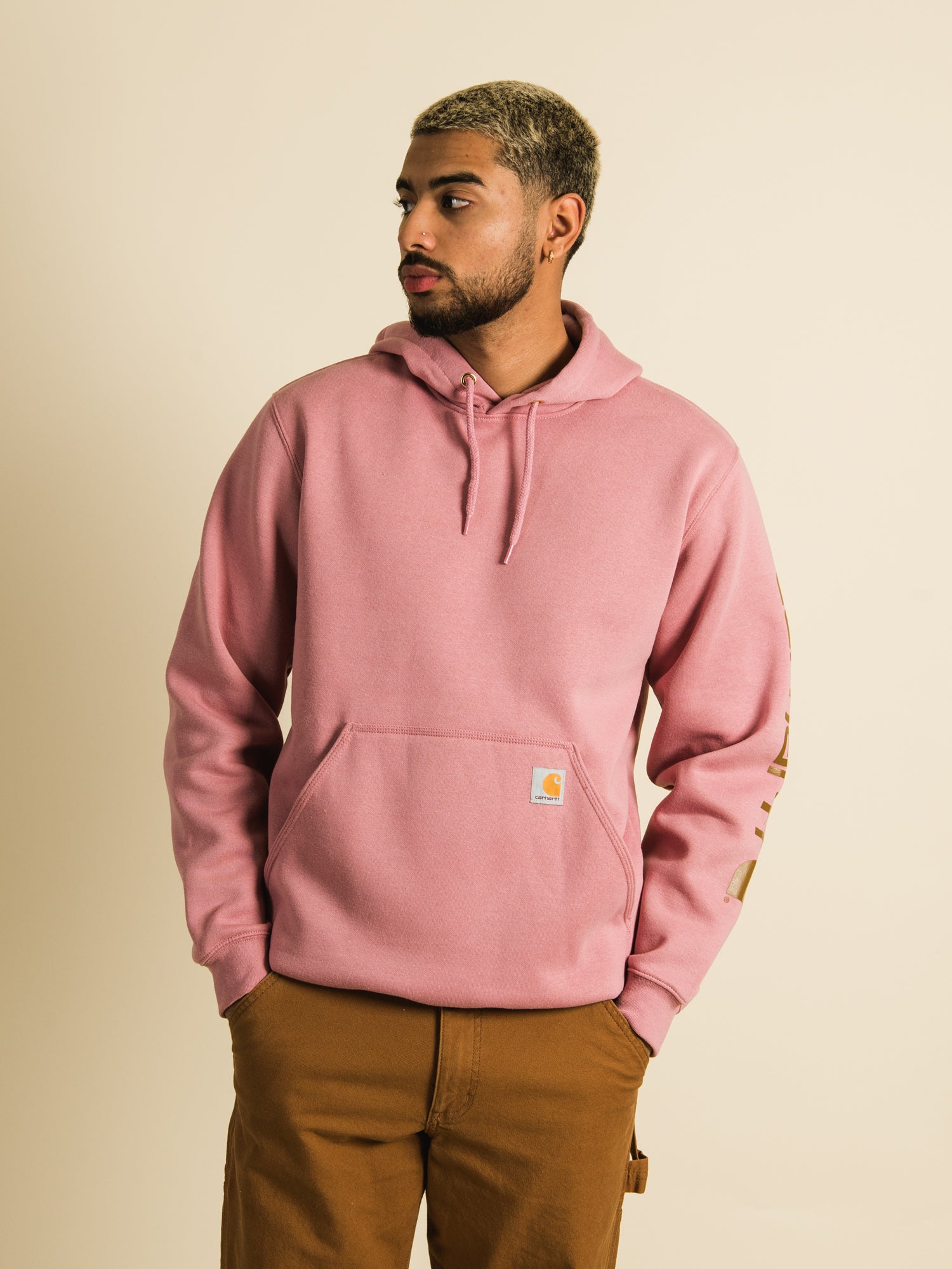 Carhartt Sleeve Pullover Hoodie for Men & Women - Warm Fleece-Lined Sweatshirt for Outdoor Work & Casual Wear