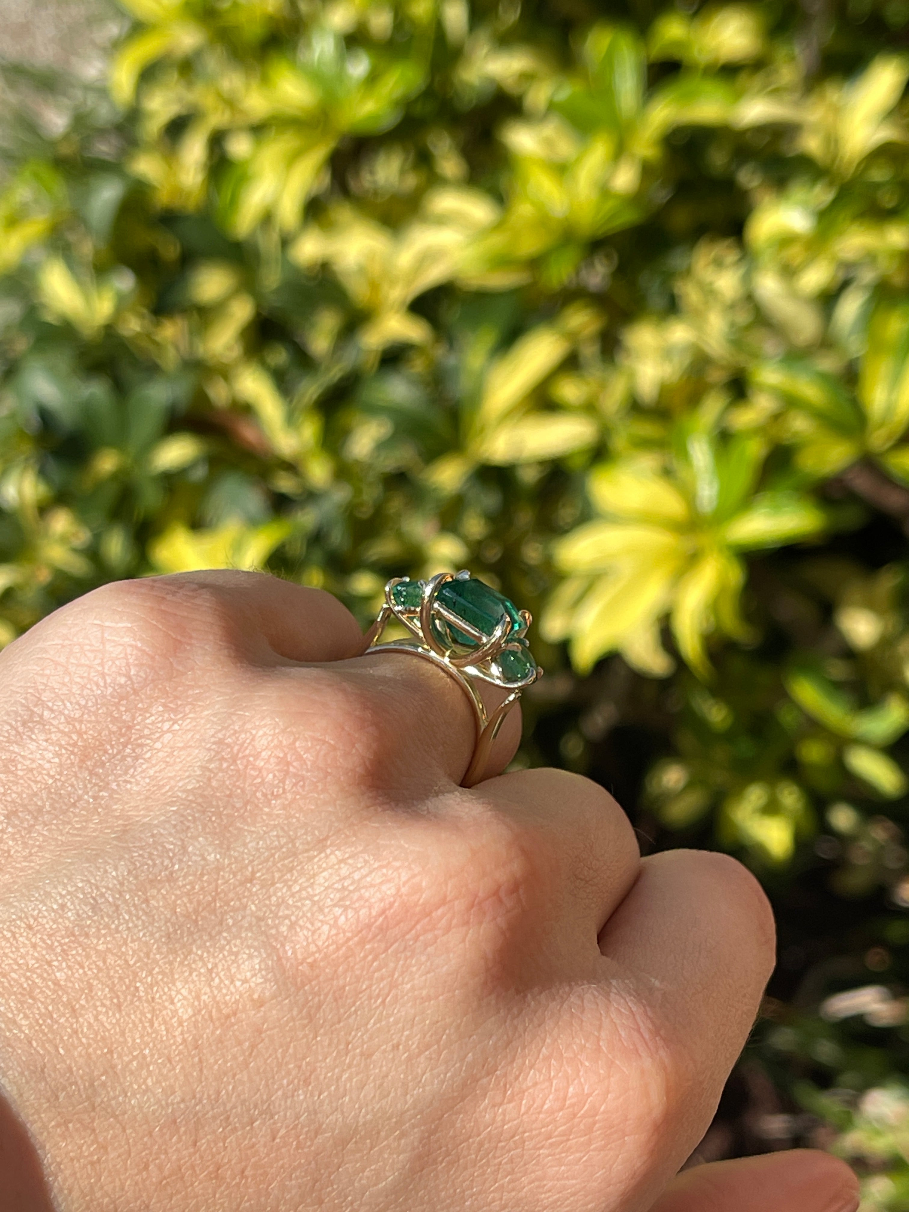 5.70tcw Natural Emerald Three Stone Ring in 14K Gold - Elegant Engagement, Wedding, or Anniversary Jewelry Gift for Women