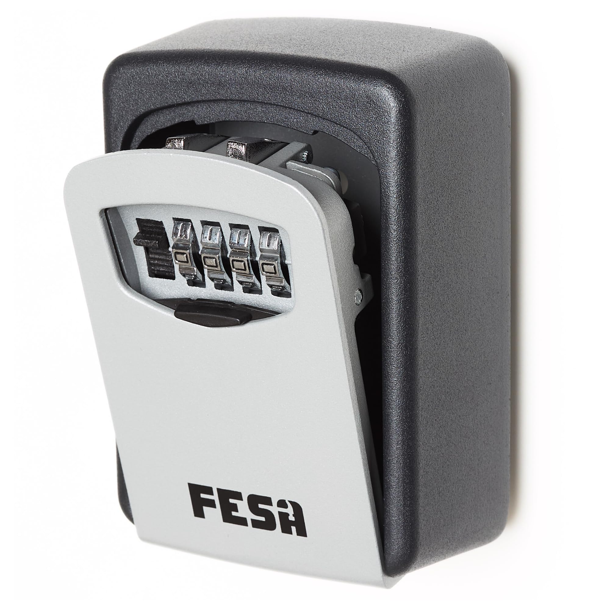 FESA Outdoor Key Lock Box - 4-Digit Combination Lock Box for Keys & Car Key Fobs - Wall Mount or Hanging Key Storage - Secure Key Holder for Vacation Homes, House Sitters, Realtors - Ideal for Airbnb Hosts, Property Managers & Emergency Access