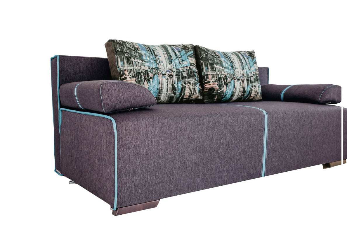 ESF Broadway Dark Gray Fabric Sofa Bed with Storage - Convertible Sleeper Sofa for Small Spaces, Guest Room & Apartment Living