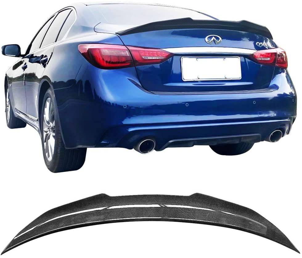 2014-2023 Infiniti Q50 PSM Style Rear Trunk Spoiler - Gloss Black & Carbon Fiber Print - Aerodynamic Car Accessory for Enhanced Style & Performance