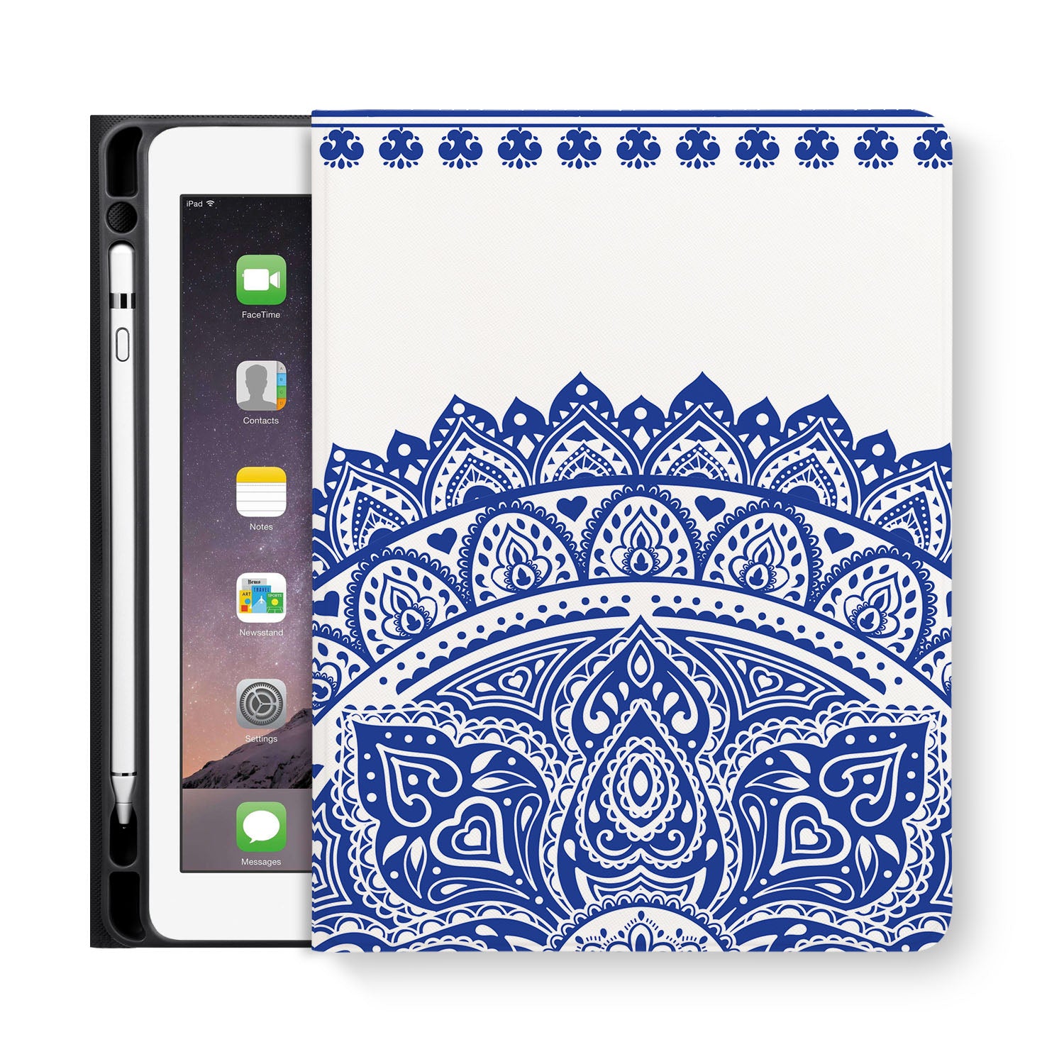 Premium iPad Folio Case with Aztec Tribal Design - Slim Protective Cover for iPad Pro/Air/Mini - Perfect for Work, Travel & School Use
