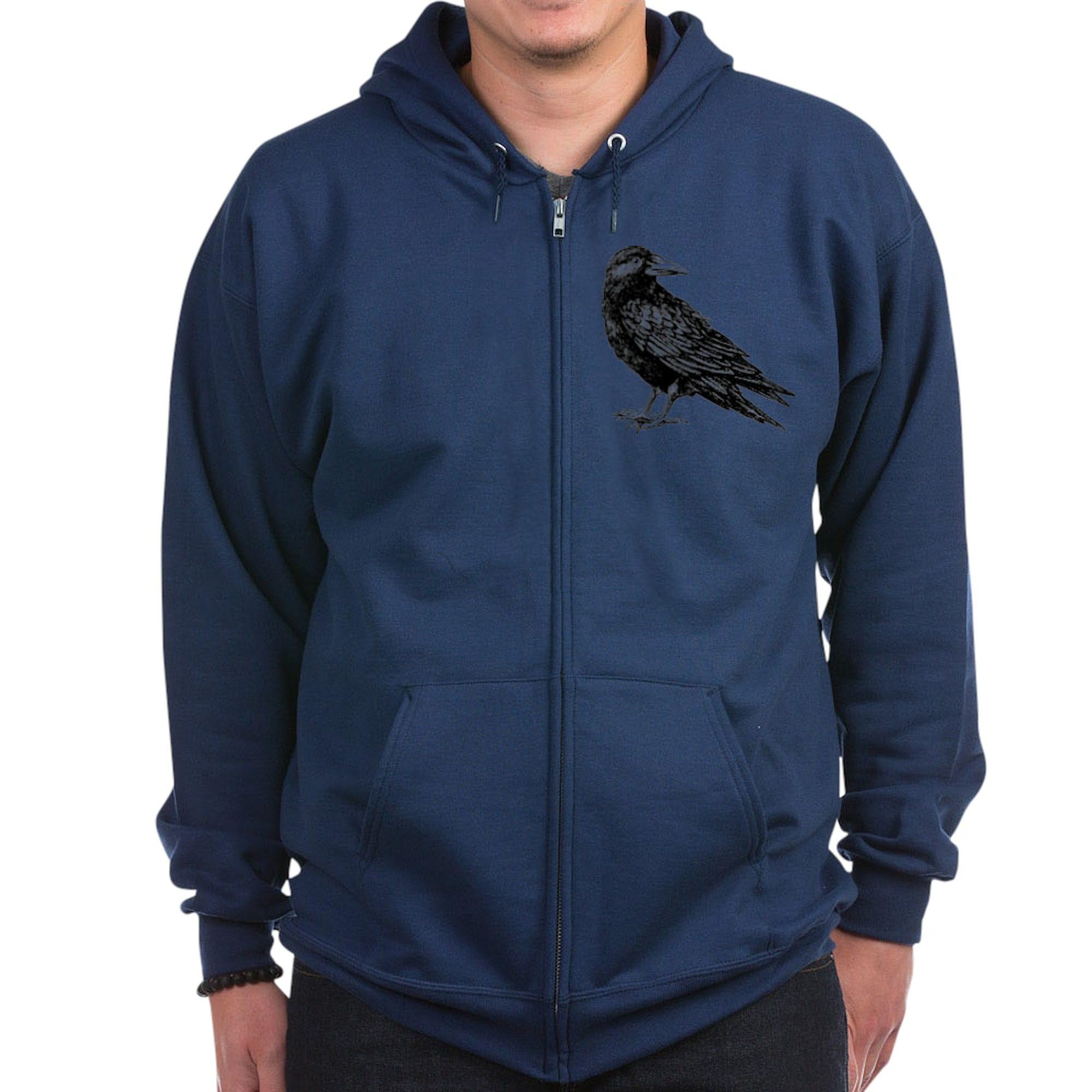 Raven Zip Hoodie for Men - Dark Zip-Up Hooded Sweatshirt | Gothic Style Pullover | Perfect for Casual Wear, Street Fashion & Outdoor Activities