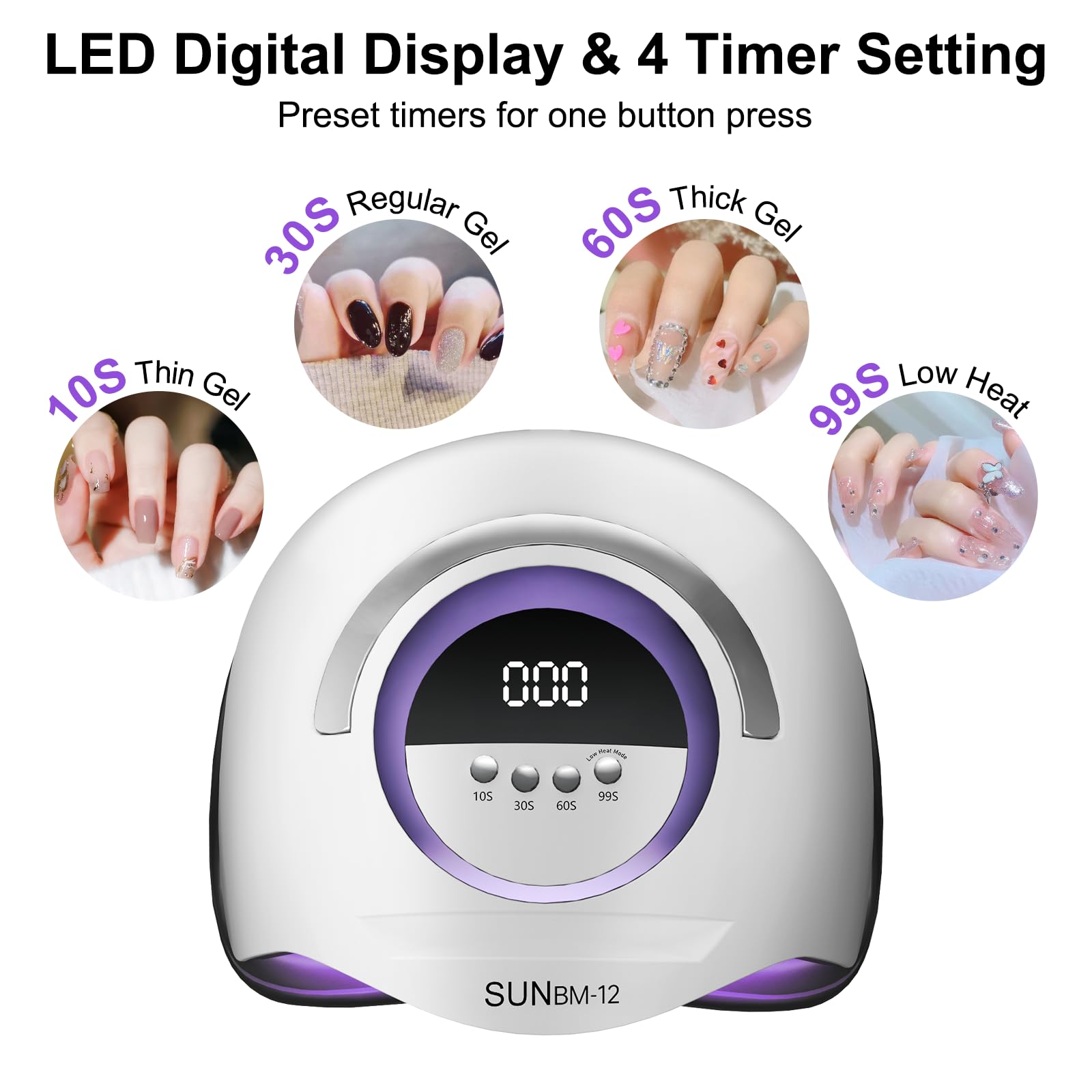 Professional 300W UV LED Nail Lamp with Smart Sensor & 4 Timer Settings - Fast Curing Gel Polish Dryer Light for Manicure & Pedicure - Includes 72 LED Beads & Protective Gloves - Perfect for Home Nail Salon, Gel X Polish Kit & Nail Art Enthusiasts