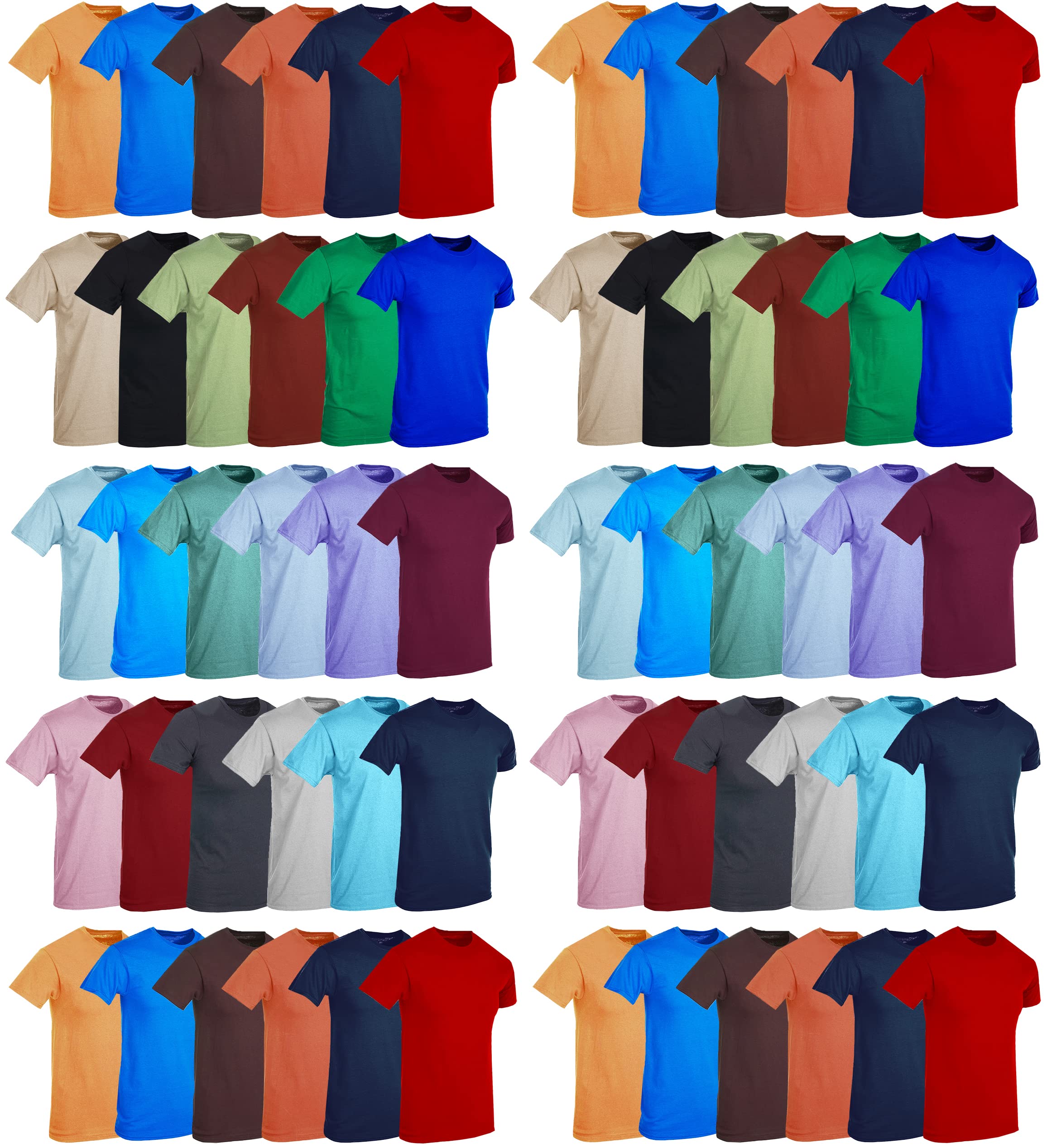 Bulk Pack Men's Cotton Crew Neck T-Shirts - Lightweight Short Sleeve Tees for Everyday Wear (Assorted Colors) | Perfect for Casual Outfits, Workwear & Layering