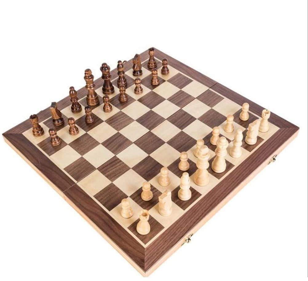 Magnetic Chess Set - Folding Solid Wood Chessboard with Magnetic Chess Pieces | Portable Travel & Home Game | Perfect Gift for Kids & Adults | Includes Backgammon (40cm Size)